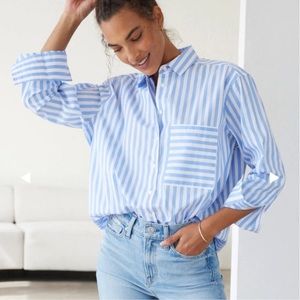 AYR button down blue/white striped shirt